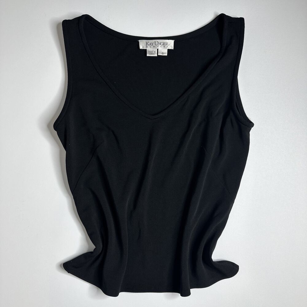 VTG Kay Unger NY Black V Neck Tank Top Womens 6 Whimsygoth Grunge Fairycore Y2K